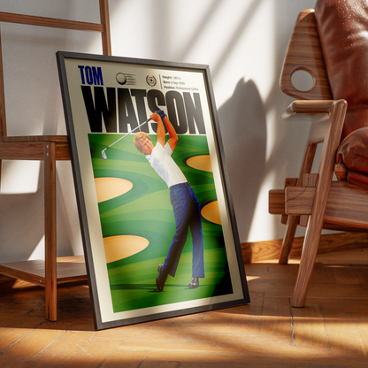 Tom Watson poster, American golf wall art print in a man cave - 98types