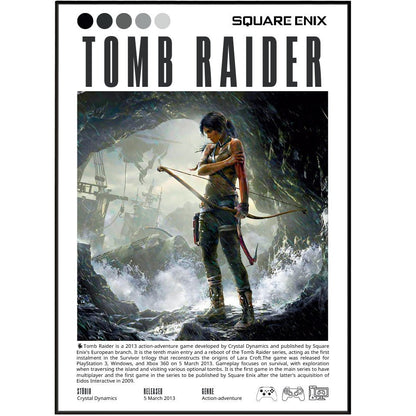 Tomb Raider 1996 retro game poster — Core Design Lara Croft Egypt Peru Lost Valley wall art print UK - 98types