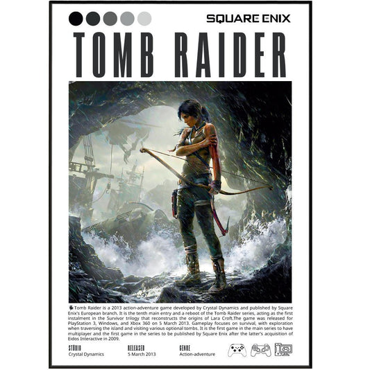 Tomb Raider 1996 retro game poster — Core Design Lara Croft Egypt Peru Lost Valley wall art print UK - 98types