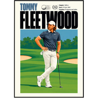 Tommy Fleetwood poster, British golf wall art print in a golf clubhouse - 98types