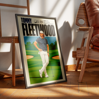 Tommy Fleetwood poster, British golf wall art print in a golf clubhouse - 98types