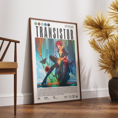 Transistor 2014 game poster — Supergiant Games Red sword cyberpunk action RPG wall art print UK