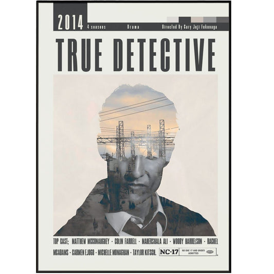 True Detective HBO TV series poster — Rust Cohle Marty Hart Louisiana wall art print UK
