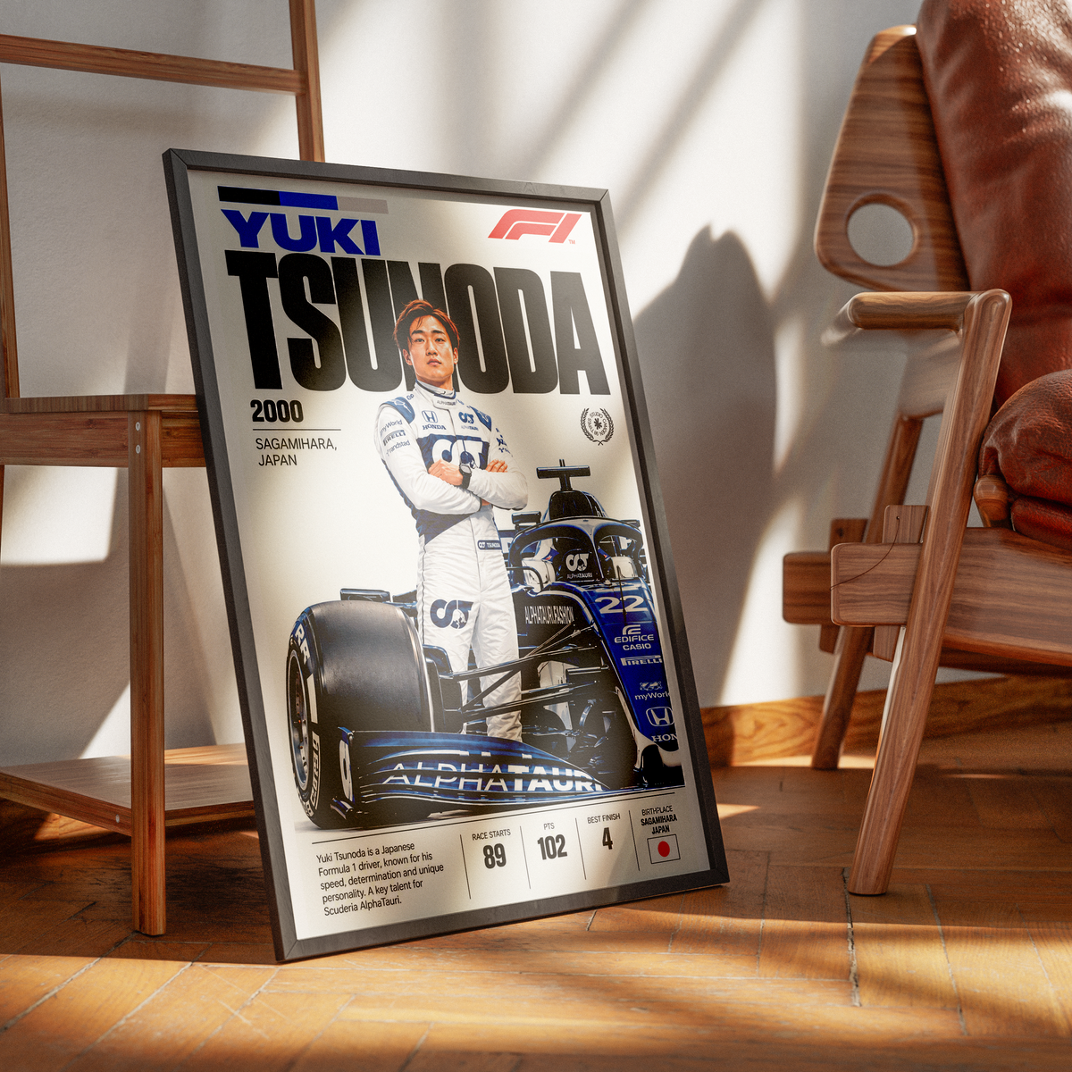 Yuki Tsunoda Japanese Formula 1 driver poster – F1 wall art by 98types
