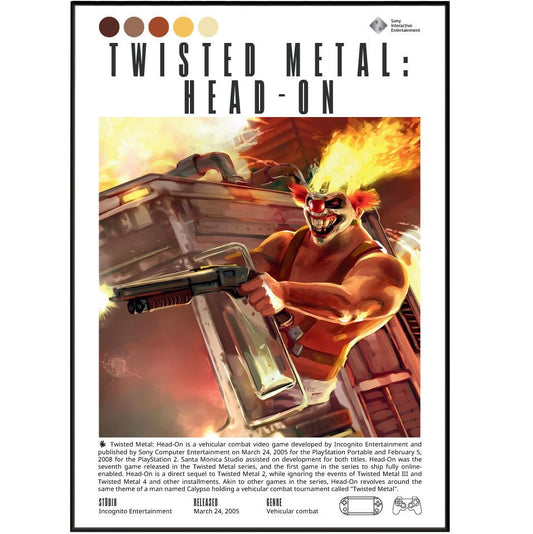 Twisted Metal Head-On 2005 game poster — Sweet Tooth Calypso demolition derby wall art print UK - 98types