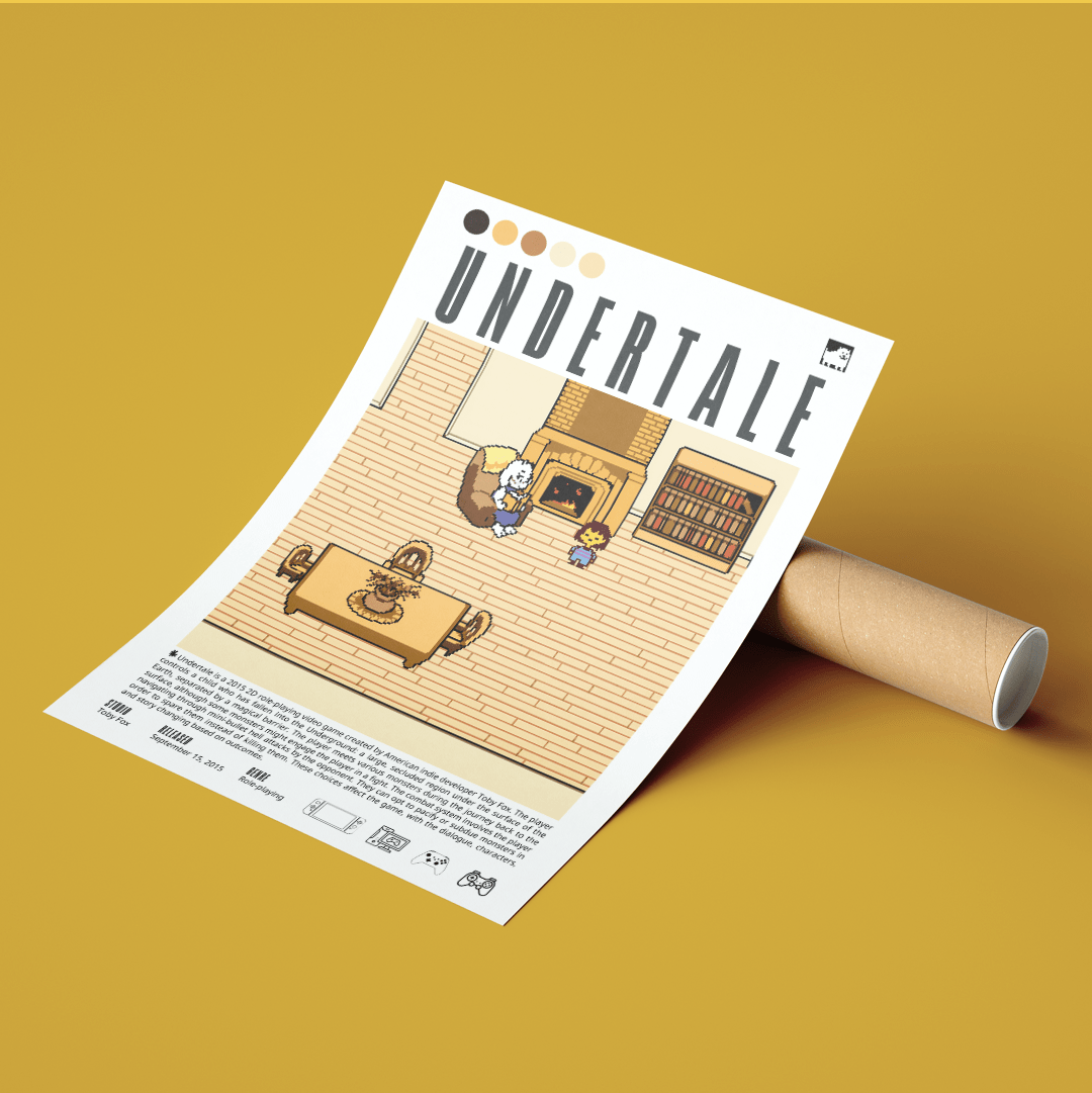 Undertale 2015 game poster — Toby Fox Frisk Sans Papyrus Underground RPG wall art print UK
 - 98types