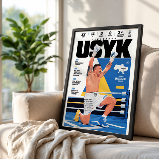Oleksandr Usyk Undisputed Champion Tribute poster, heavyweight boxing wall art print in a home gym - 98types