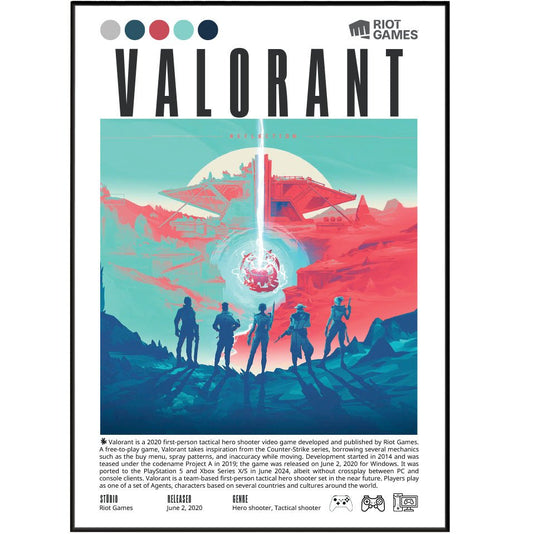 Valorant 2020 game poster — Riot Games agents tactical FPS Jett esports wall art print UK
 - 98types