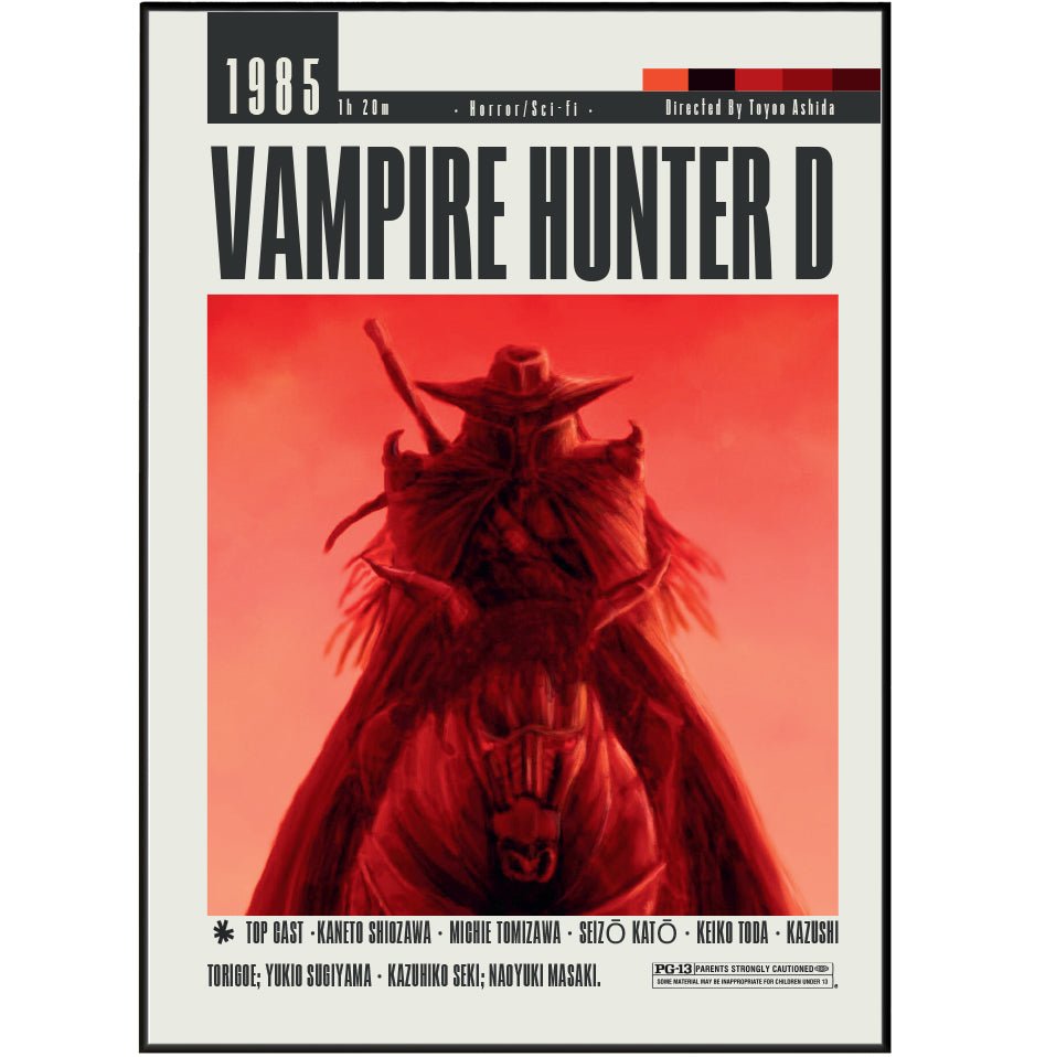 Vampire Hunter D 1985 classic anime horror film poster — D dhampir vampire dark fantasy wall art print UK
 - 98types