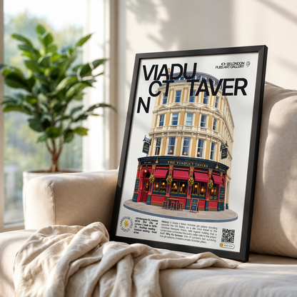 Viaduct Tavern poster, City of London, London: Victorian gin palace facade with hanging baskets - 98 London Pubs Art Gallery by 98 Types