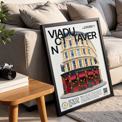 Viaduct Tavern poster, City of London, London: Victorian gin palace facade with hanging baskets - 98 London Pubs Art Gallery by 98 Types