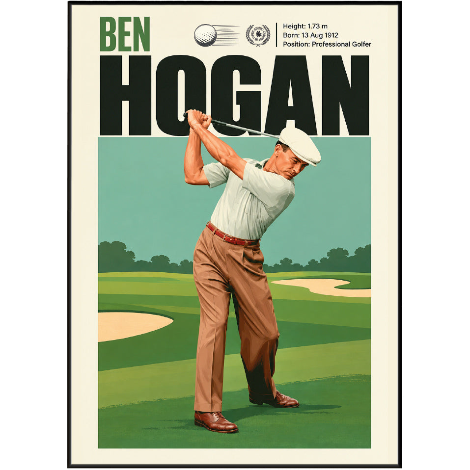 Ben Hogan poster, American golf wall art print in a man cave - 98types
