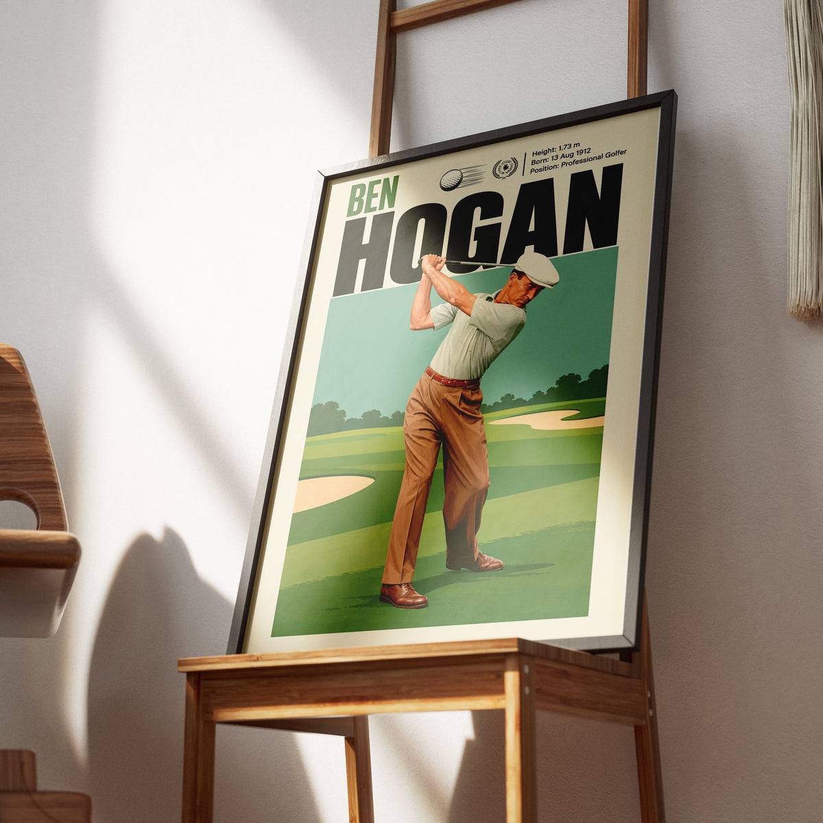 Ben Hogan poster, American golf wall art print in a man cave - 98types