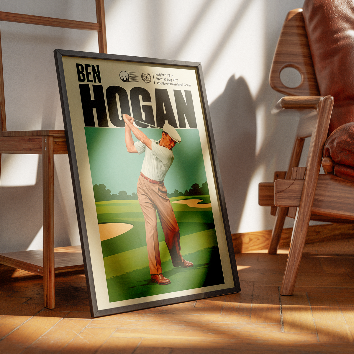Ben Hogan poster, American golf wall art print in a man cave - 98types