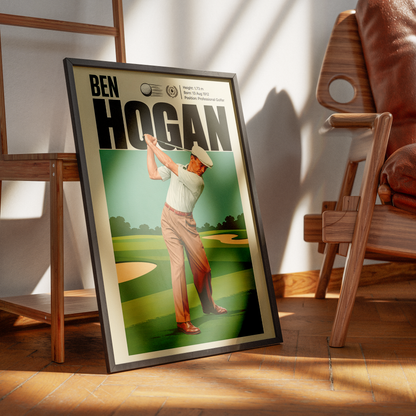 Ben Hogan poster, American golf wall art print in a man cave - 98types
