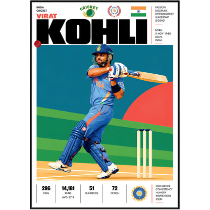Virat Kohli cricket poster wall art print by 98types