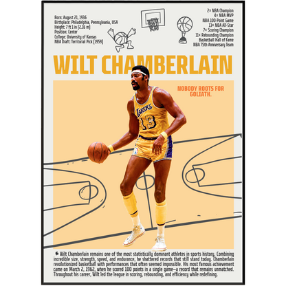 Wilt Chamberlain basketball poster — 100 point game Philadelphia Warriors Lakers minimalist wall art print UK