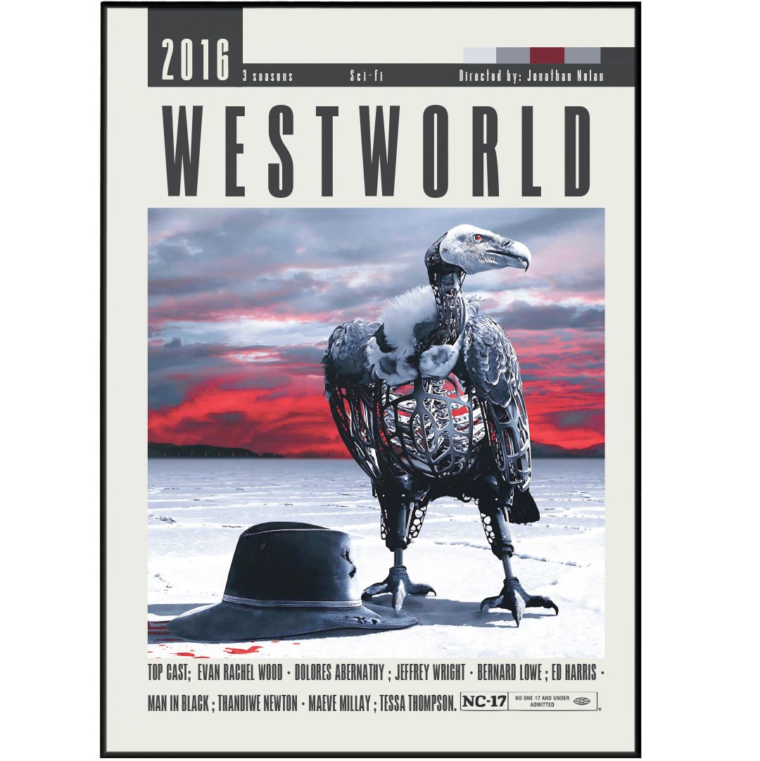 Westworld HBO TV series poster — Dolores robot consciousness wall art print UK
