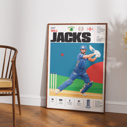 Will Jacks cricket poster wall art print by 98types