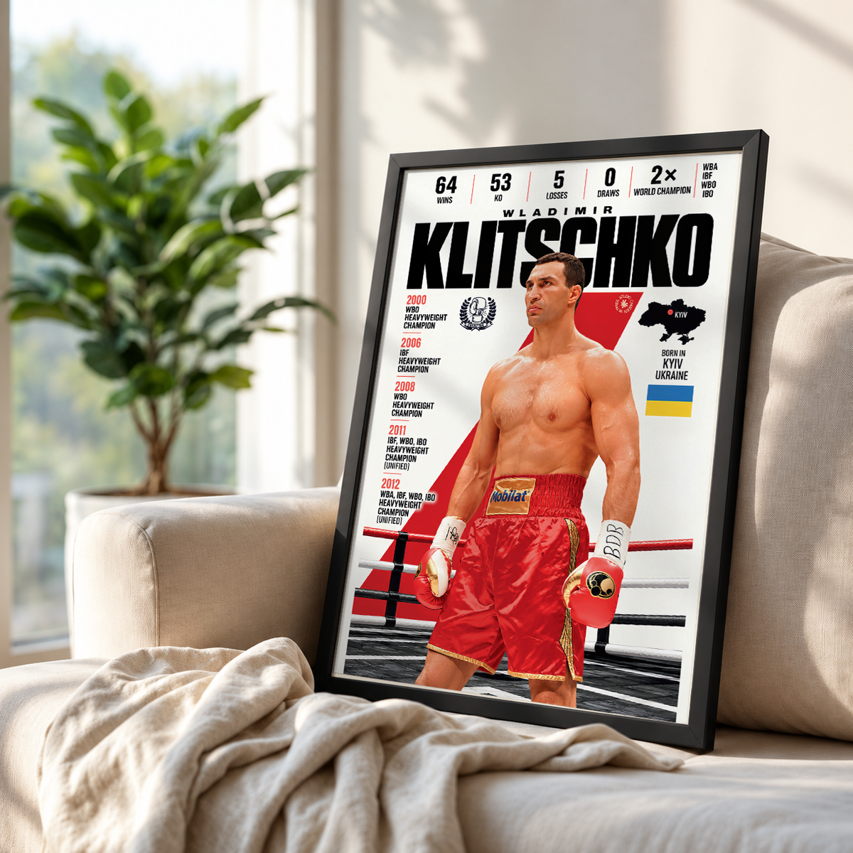Wladimir Klitschko poster, Ukrainian boxing wall art print in a home office - 98types