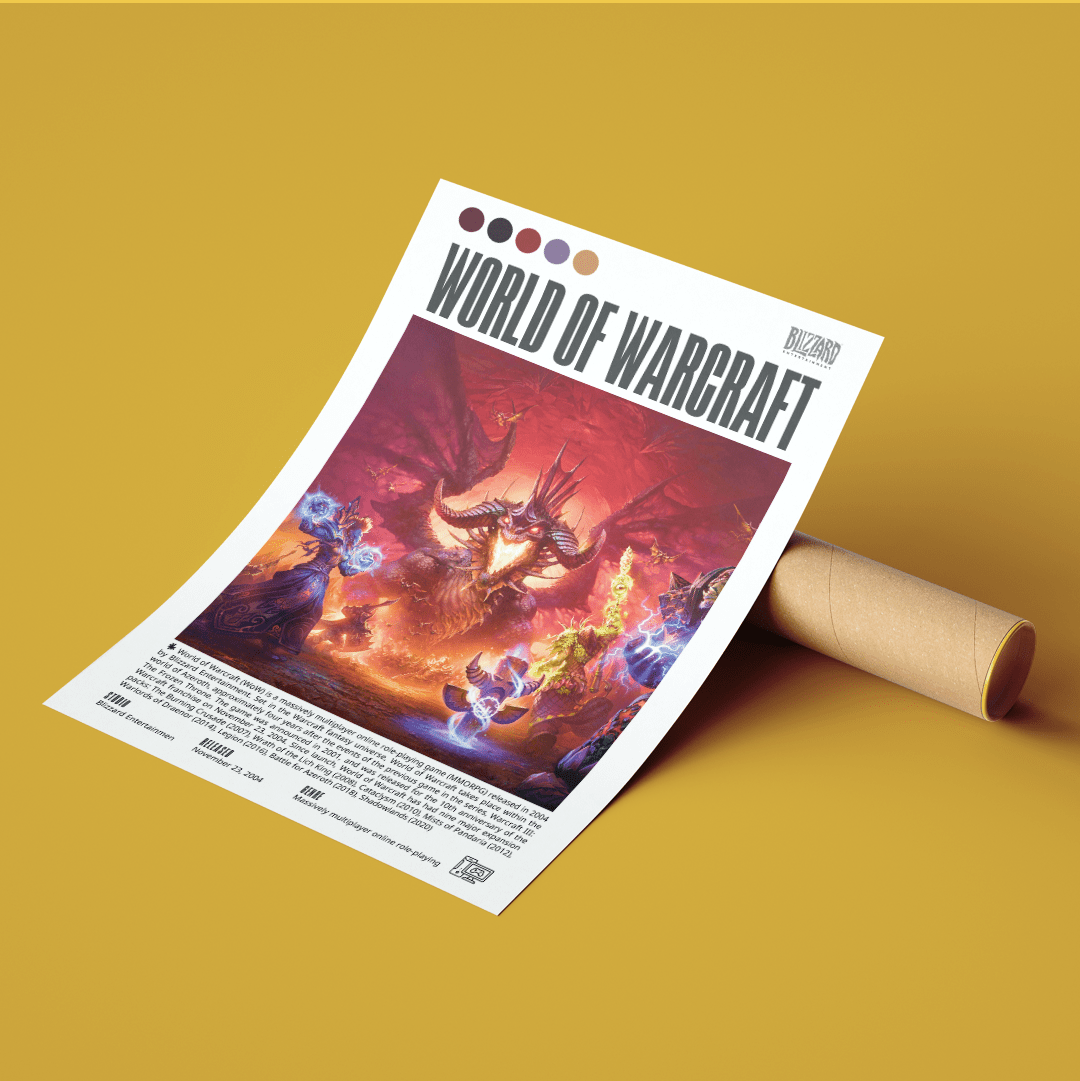 World of Warcraft 2004 game poster — Blizzard Azeroth Alliance Horde raids MMORPG wall art print UK
 - 98types