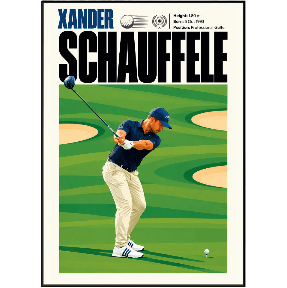 Xander Schauffele poster, American golf wall art print in a home office - 98types