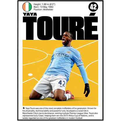 Yaya Touré football poster – Manchester City Legend – 98types