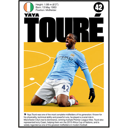 Yaya Touré football poster – Manchester City Legend – 98types