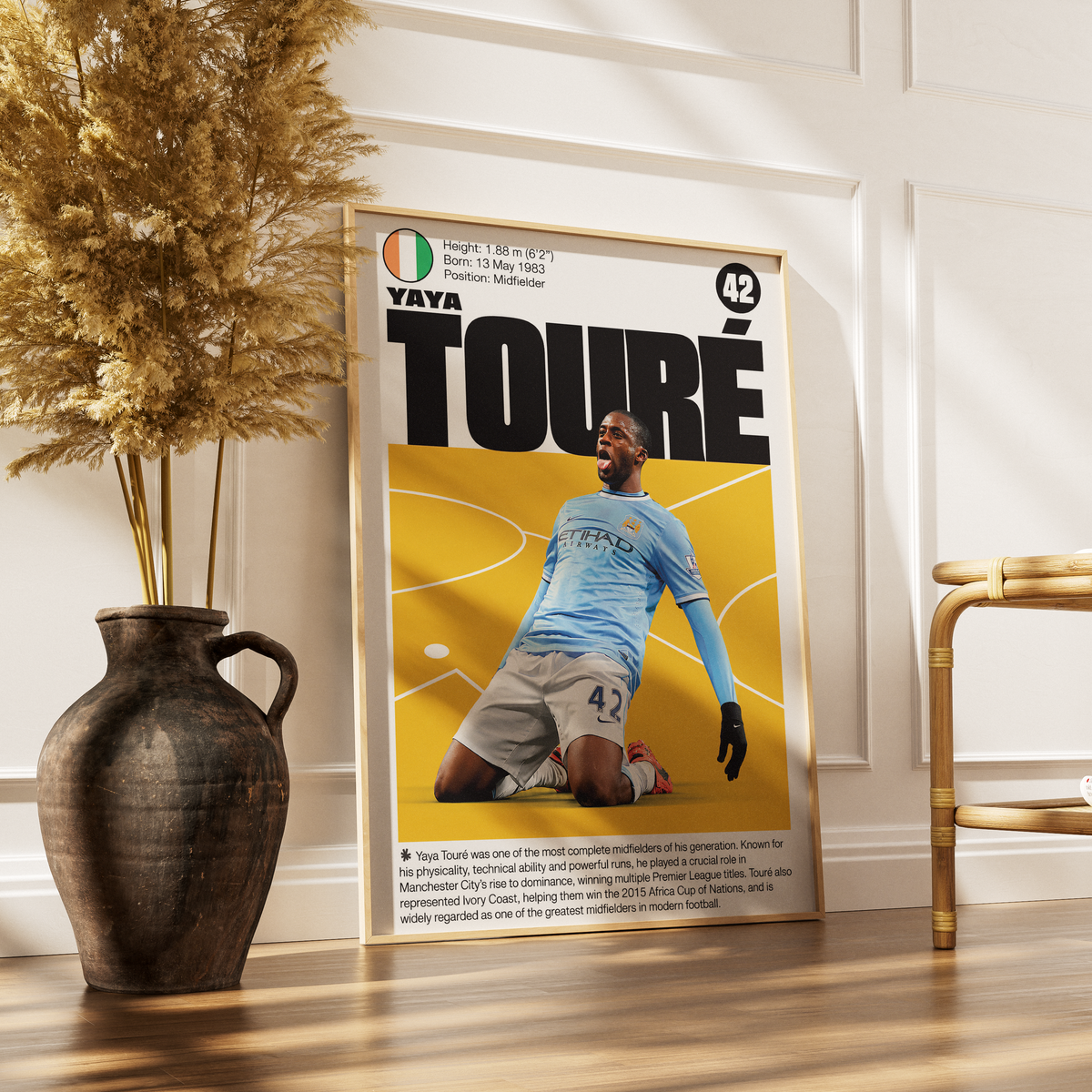 Yaya Touré football poster – Manchester City Legend – 98types