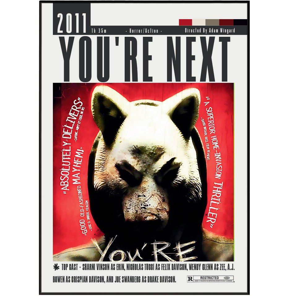 You're Next 2011 horror film poster — Adam Wingard Erin animal masked killers home invasion wall art print UK
 Next 2011 Films Posters - 98types