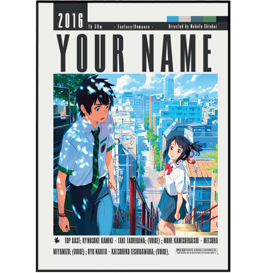 Your Name 2016 anime film poster — Makoto Shinkai Mitsuha Taki body swap romance wall art print UK