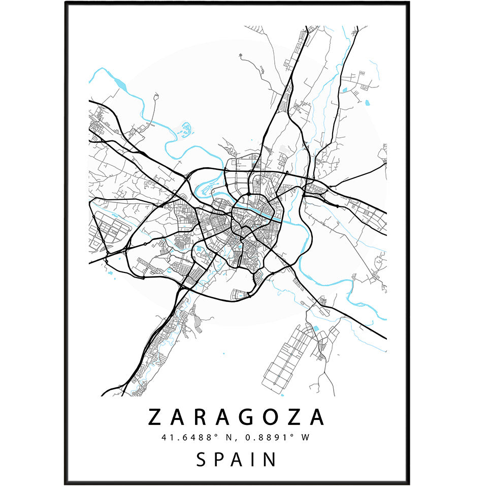 Zaragoza Streetmap poster