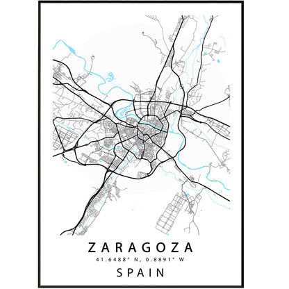 Zaragoza Streetmap poster