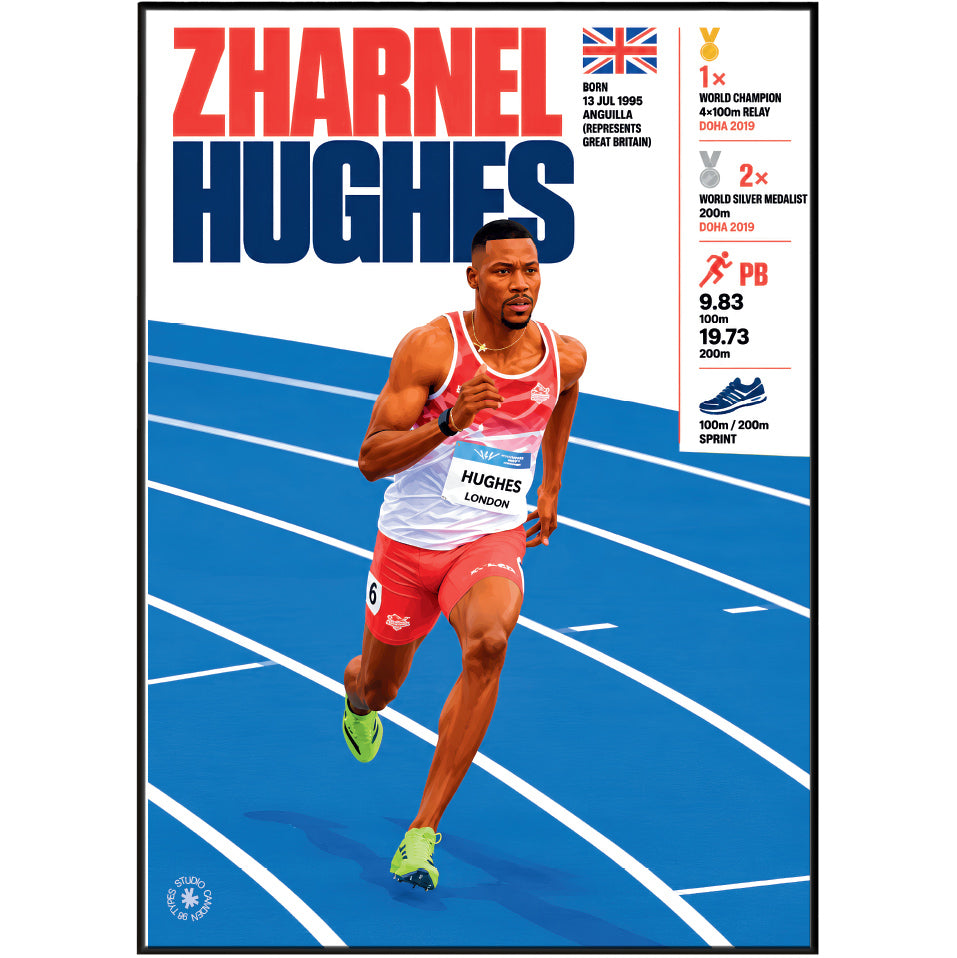 Zharnel Hughes athletics poster wall art print by 98types