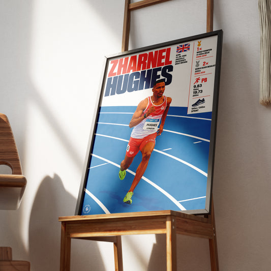Zharnel Hughes athletics poster wall art print by 98types
