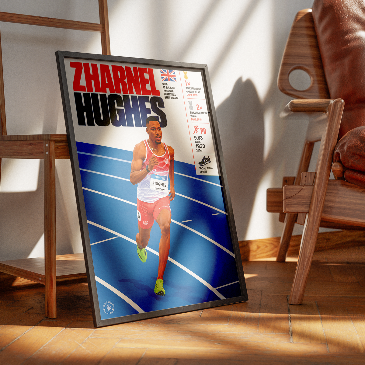 Zharnel Hughes athletics poster wall art print by 98types
