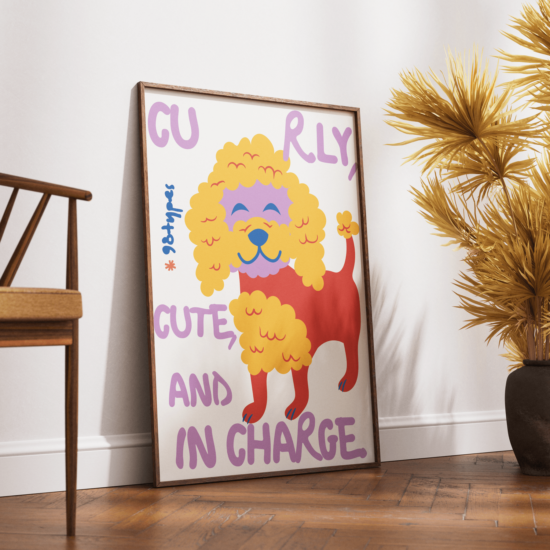 Dog Curly Aesthetic Posters - 98typesAesthetic Animals Poster