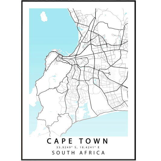 Cape Town Street Map Print - 98typesAfrica Maps