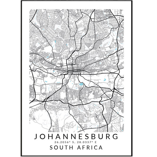 Johannesburg SOUTH AFRICA Map Print - 98typesAfrica Maps