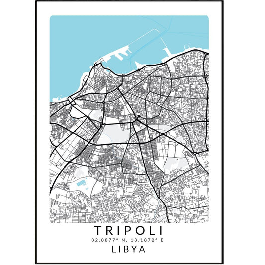 Tripoli Libya Map Print - 98typesAfrica Maps