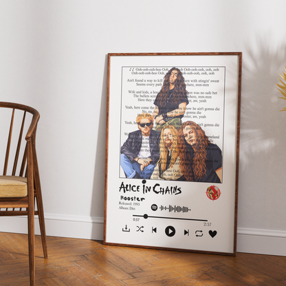 Alice in Chains Rooster song lyric print UK — grunge Vietnam war music wall art 260gsm printed in England Camden Market