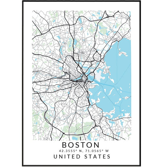 Boston Minimalist Maps - 98typesAmerica Maps