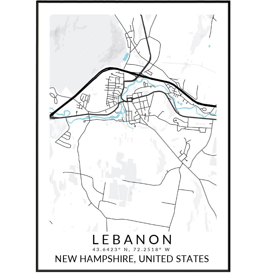 Lebanon United States Map Print - 98typesAmerica Maps