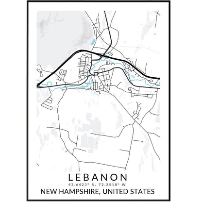 Lebanon United States Map Print - 98typesAmerica Maps