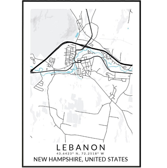 Lebanon United States Map Print - 98typesAmerica Maps