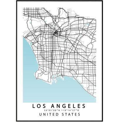 Los Angeles City Street Map Print - 98typesAmerica Maps