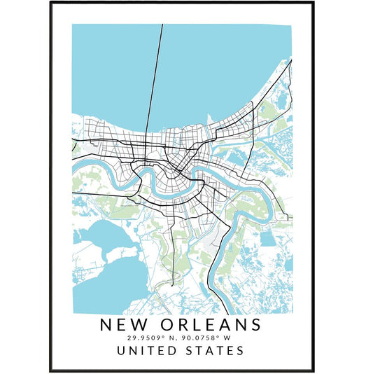 New Orleans Minimalist Maps - 98typesAmerica Maps