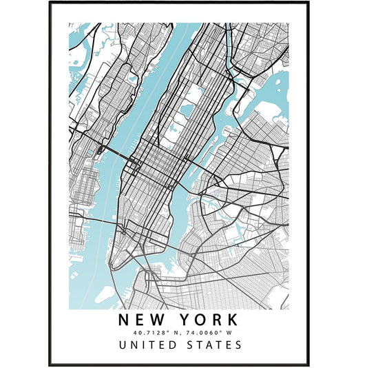 New York City Street Map Print - 98typesAmerica Maps