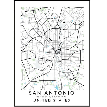 San Antonio Minimalist Maps - 98typesAmerica Maps