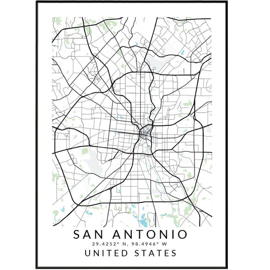 San Antonio Minimalist Maps - 98typesAmerica Maps